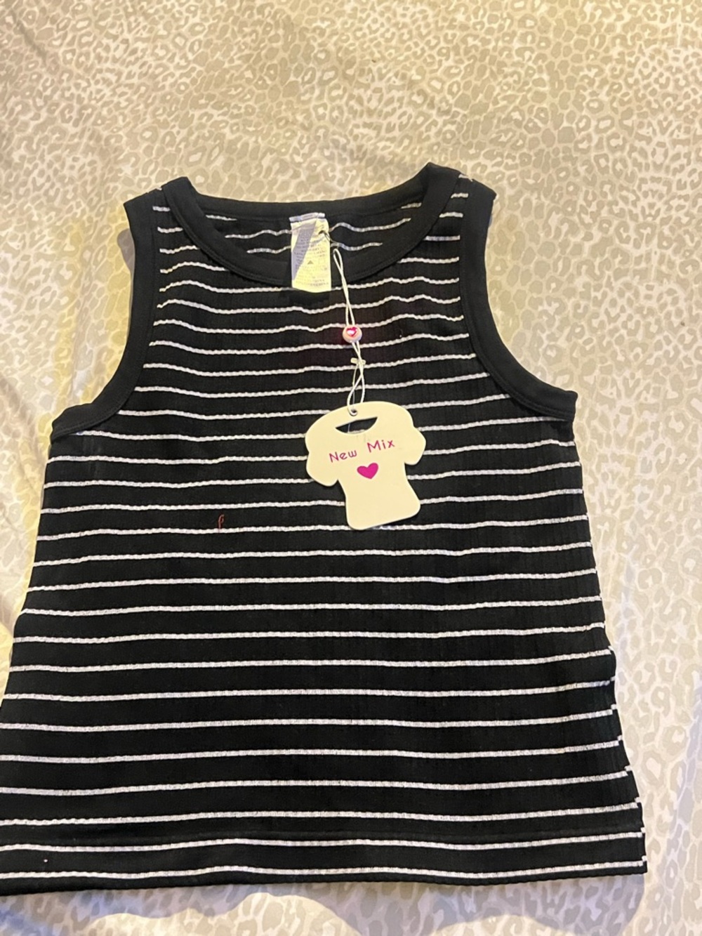 New Mix Black & White Striped Tank Top for Girls